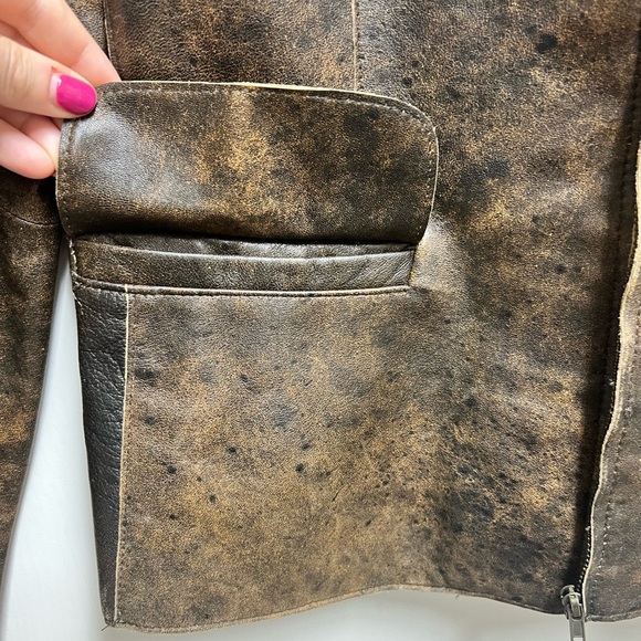 Vtg 80s Margaret Godfrey Dark Brown Fitted Leather Blazer Jacket Women's Size 8 - Picture 3 of 15